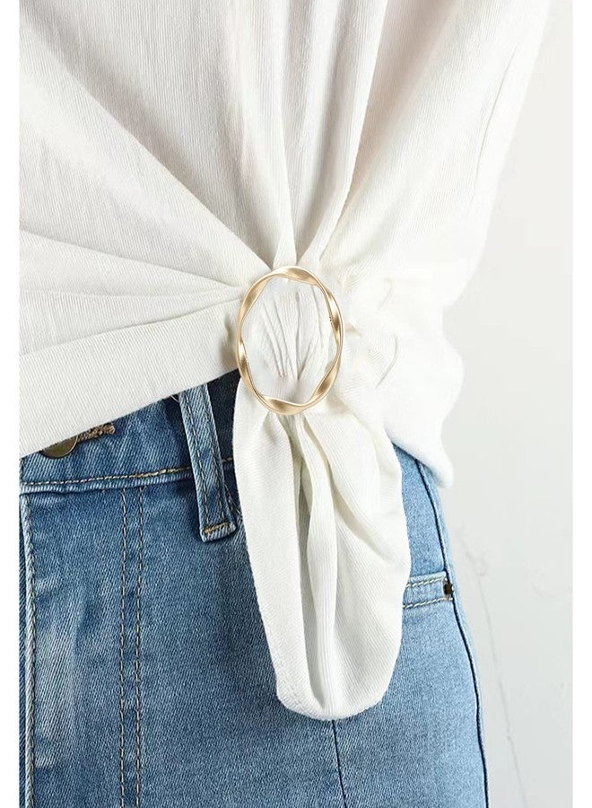 DHATMYC 3 PCS Silk Scarf Ring Clip for Women T-shirt Tie Clips Clothing Ring Wrap Holder Fashion Round Circle Clip Belt Buckle (Gold+Silver+Black) - Image 2